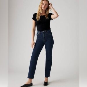 Levi's Dark Wash Ribcage Straight Ankle Jeans
